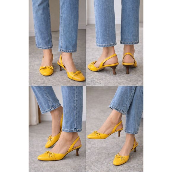 Kate Spade Terry Round Toe Slingback Kitten Heels in Yellow Size 8.5 - Picture 12 of 12